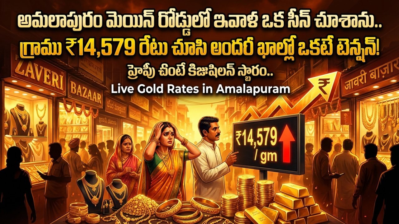 అమలాపురం మెయిన్ రోడ్డులో ఇవాళ ఒక సీన్ చూశాను.. గ్రాము ₹14,579 రేటు చూసి అందరి ముఖాల్లో ఒకటే టెన్షన్!