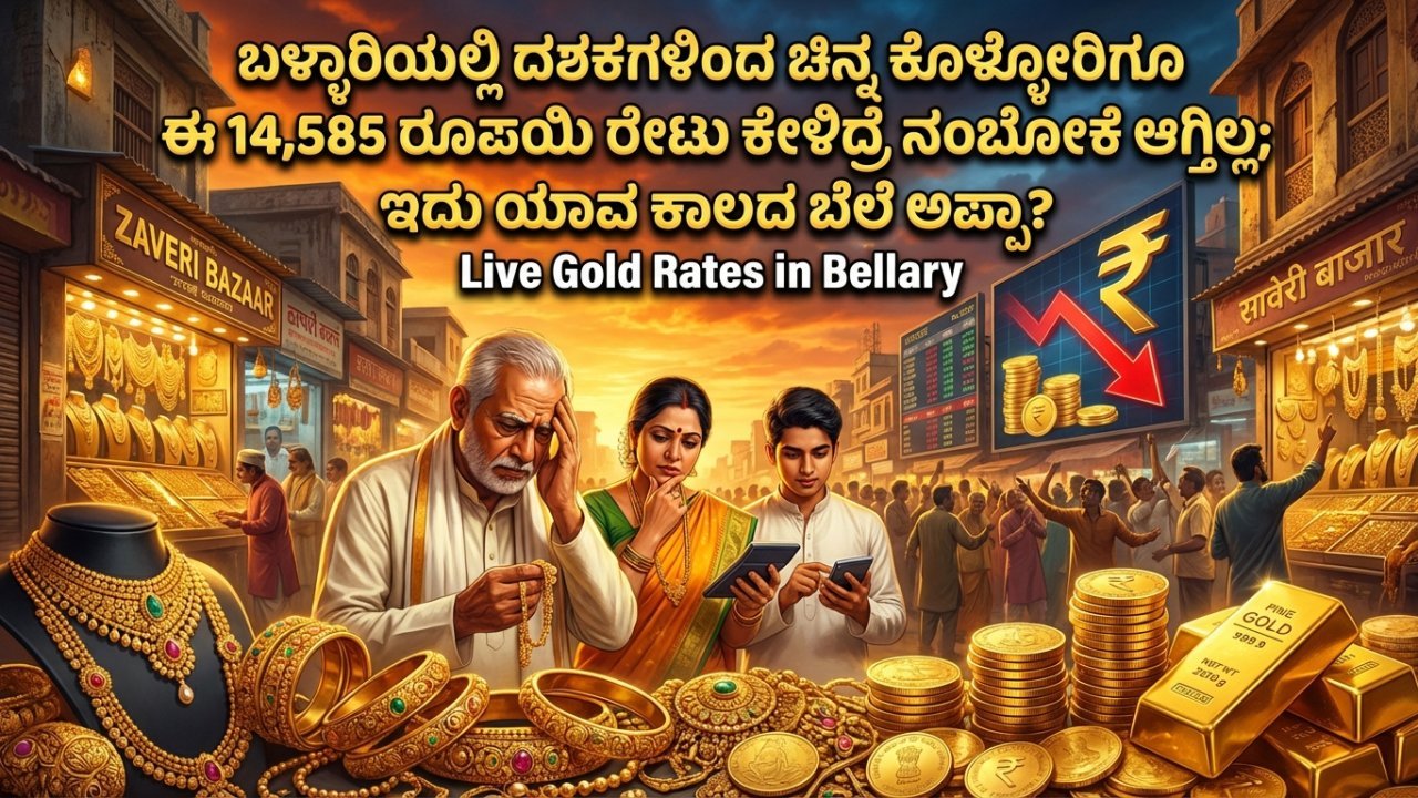 ಬಳ್ಳಾರಿಯಲ್ಲಿ ದಶಕಗಳಿಂದ ಚಿನ್ನ ಕೊಳ್ಳೋರಿಗೂ ಈ 14,585 ರೂಪಾಯಿ ರೇಟು ಕೇಳಿದ್ರೆ ನಂಬೋಕೆ ಆಗ್ತಿಲ್ಲ; ಇದು ಯಾವ ಕಾಲದ ಬೆಲೆ ಅಪ್ಪಾ?
