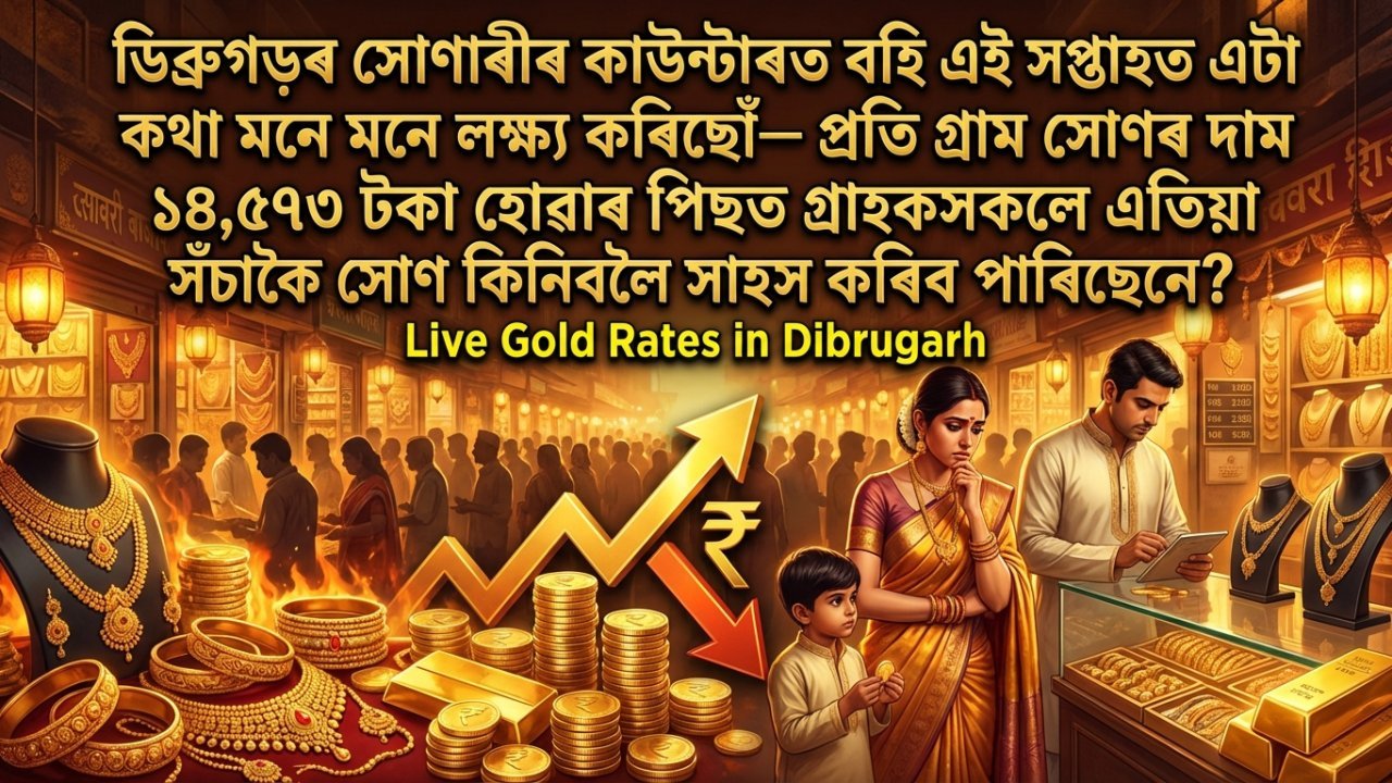ডিব্ৰুগড়ৰ সোণাৰীৰ কাউণ্টাৰত বহি এই সপ্তাহত এটা কথা মনে মনে লক্ষ্য কৰিছোঁ— প্ৰতি গ্ৰাম সোণৰ দাম ১৪,৫৭৩ টকা হোৱাৰ পিছত গ্ৰাহকসকলে এতিয়া সঁচাকৈ সোণ কিনিবলৈ সাহস কৰিব পাৰিছেনে?