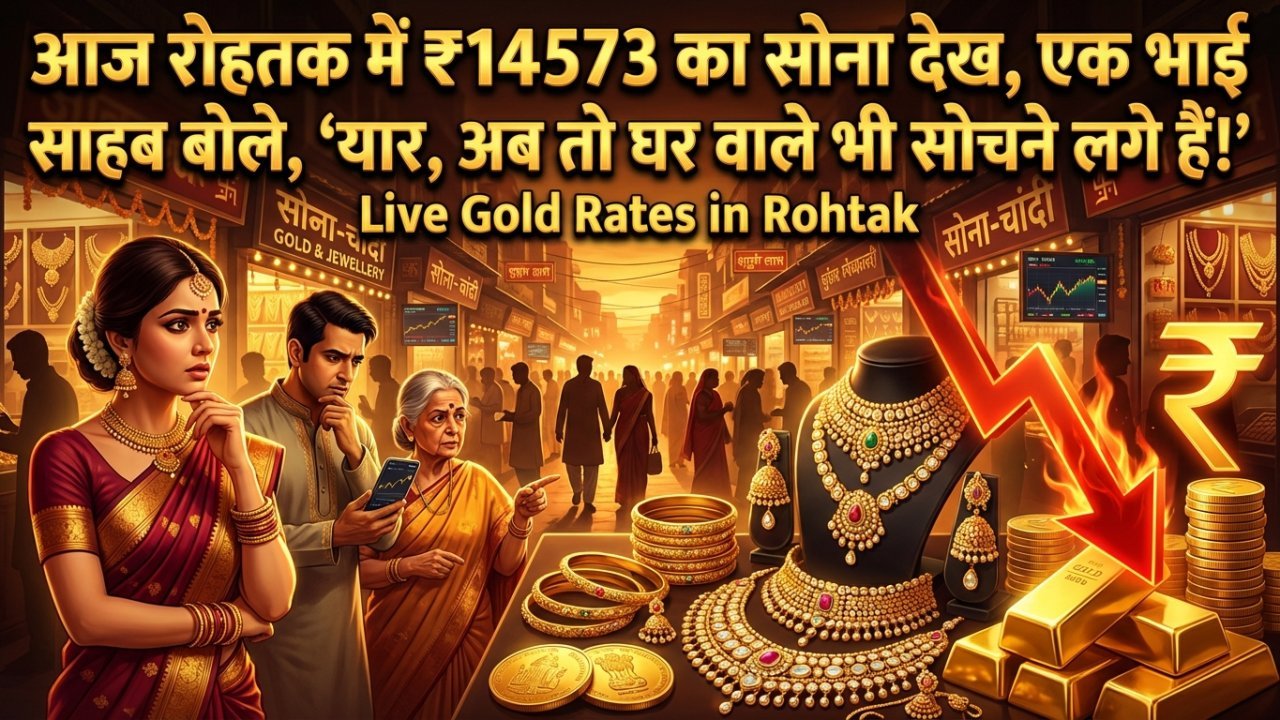 आज रोहतक में ₹14573 का सोना देख, एक भाई साहब बोले, 'यार, अब तो घर वाले भी सोचने लगे हैं!'