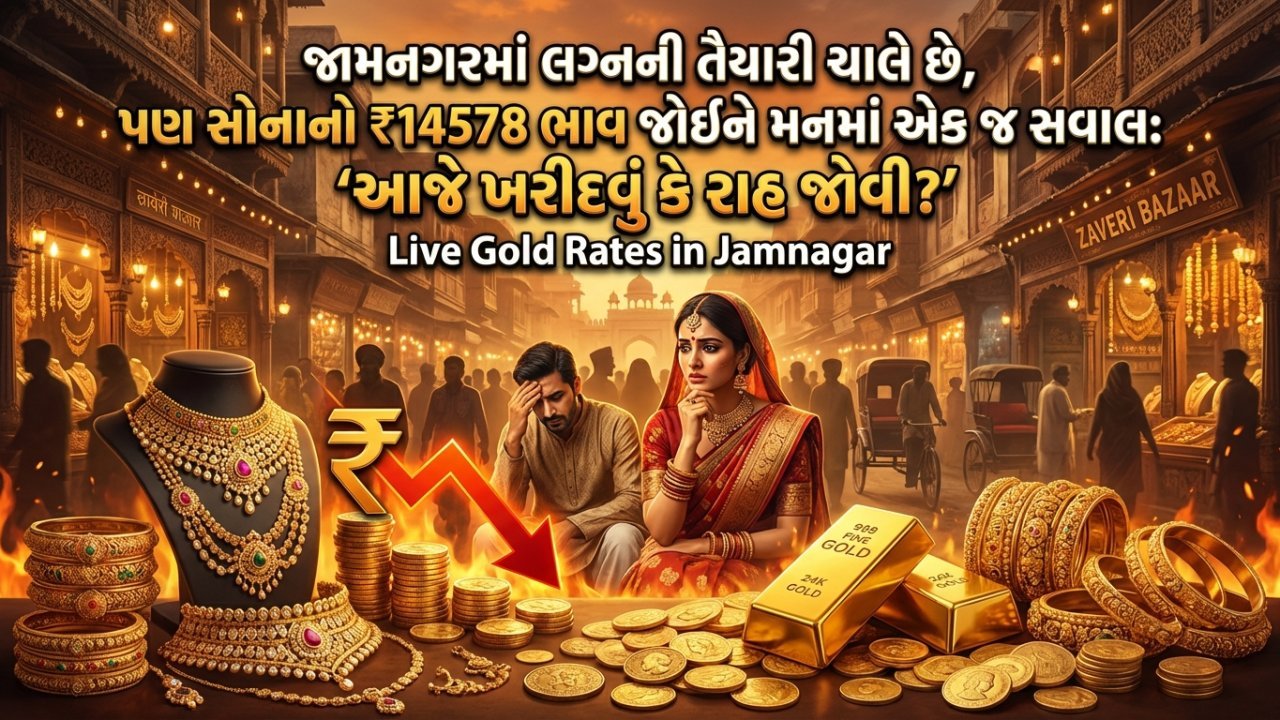 જામનગરમાં લગ્નની તૈયારી ચાલે છે, પણ સોનાનો ₹14578 ભાવ જોઈને મનમાં એક જ સવાલ: 'આજે ખરીદવું કે રાહ જોવી?'