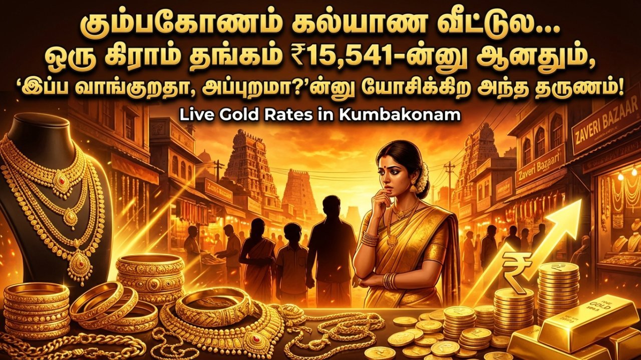 கும்பகோணம் கல்யாண வீட்டுல... ஒரு கிராம் தங்கம் ₹15,541-ன்னு ஆனதும், 'இப்ப வாங்குறதா, அப்புறமா?'ன்னு யோசிக்கிற அந்த தருணம்!
