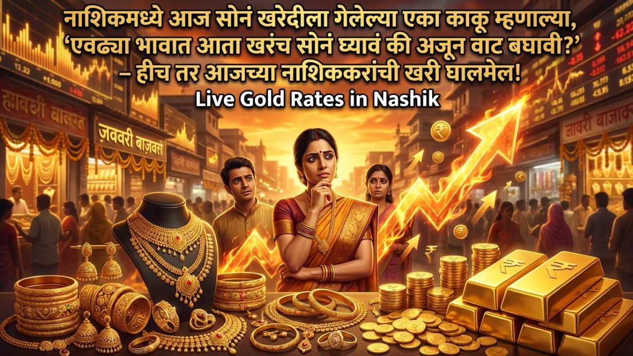 नाशिकमध्ये आज सोनं खरेदीला गेलेल्या एका काकू म्हणाल्या, 'एवढ्या भावात आता खरंच सोनं घ्यावं की अजून वाट बघावी?' – हीच तर आजच्या नाशिककरांची खरी घालमेल!