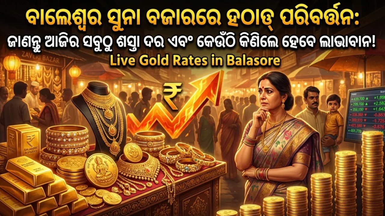 ବାଲେଶ୍ୱର ସୁନା ବଜାରରେ ହଠାତ୍ ପରିବର୍ତ୍ତନ: ଜାଣନ୍ତୁ ଆଜିର ସବୁଠୁ ଶସ୍ତା ଦର ଏବଂ କେଉଁଠି କିଣିଲେ ହେବେ ଲାଭବାନ!