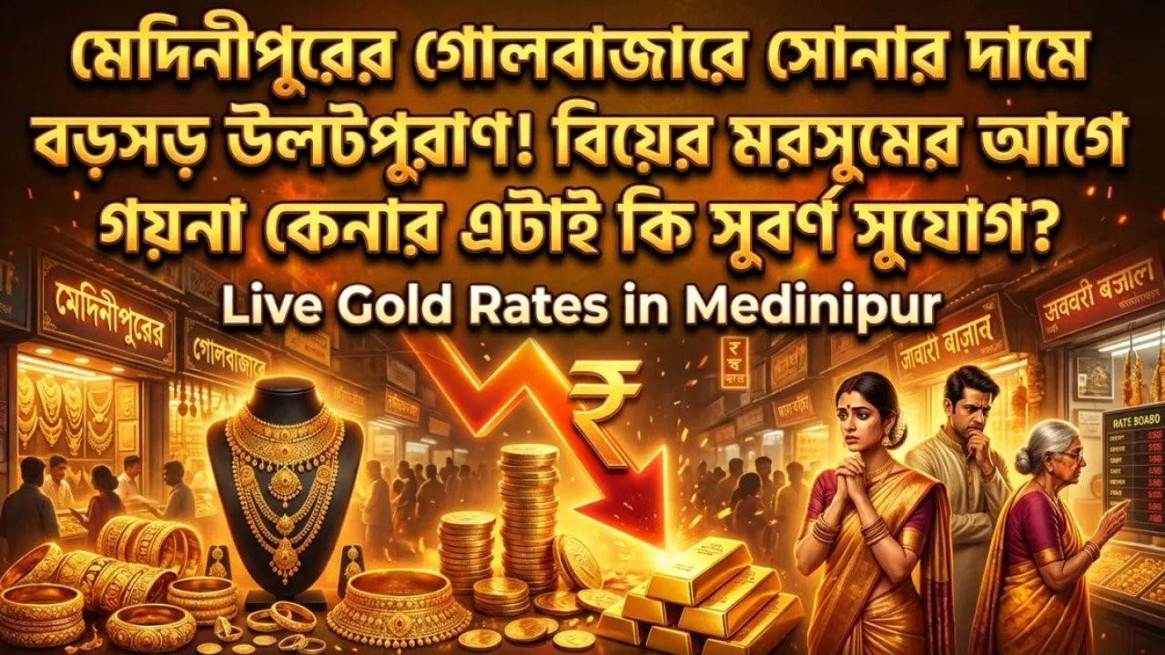 মেদিনীপুরের গোলবাজারে সোনার দামে বড়সড় উলটপুরাণ! বিয়ের মরসুমের আগে গয়না কেনার এটাই কি সুবর্ণ সুযোগ?