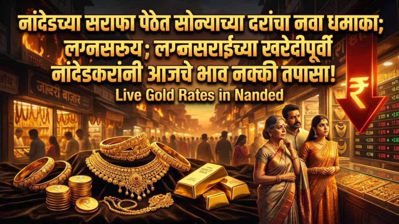 नांदेडच्या सराफा पेठेत सोन्याच्या दरांचा नवा धमाका; लग्नसराईच्या खरेदीपूर्वी नांदेडकरांनी आजचे भाव नक्की तपासा!