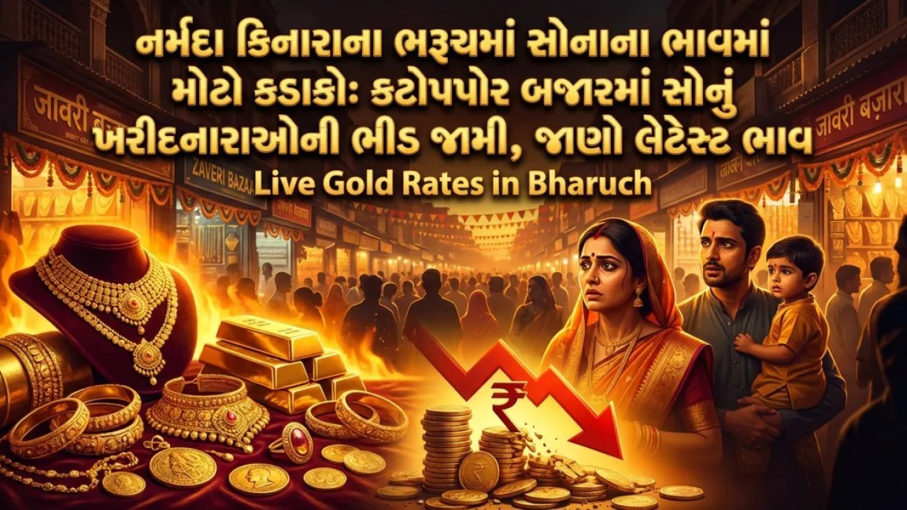 નર્મદા કિનારાના ભરૂચમાં સોનાના ભાવમાં મોટો કડાકો: કટોપોર બજારમાં સોનું ખરીદનારાઓની ભીડ જામી, જાણો લેટેસ્ટ ભાવ