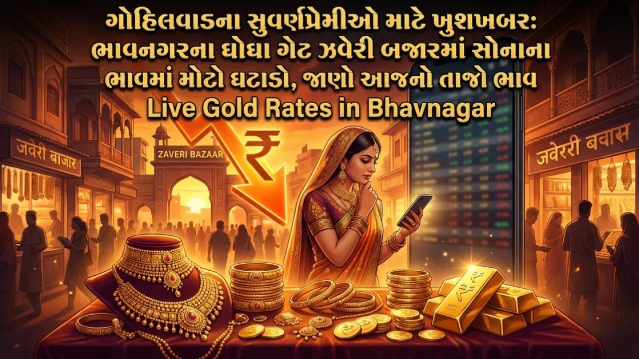 ગોહિલવાડના સુવર્ણપ્રેમીઓ માટે ખુશખબર: ભાવનગરના ઘોઘા ગેટ ઝવેરી બજારમાં સોનાના ભાવમાં મોટો ઘટાડો, જાણો આજનો તાજો ભાવ