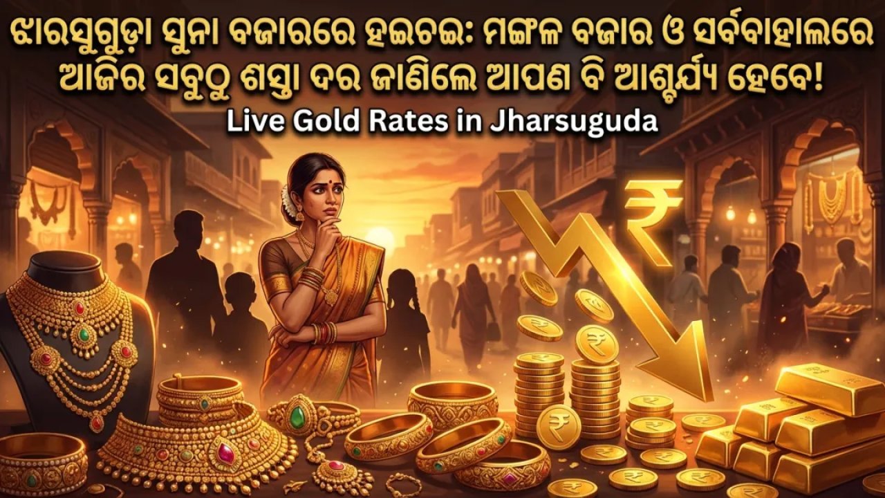 ଝାରସୁଗୁଡ଼ା ସୁନା ବଜାରରେ ହଇଚଇ: ମଙ୍ଗଳ ବଜାର ଓ ସର୍ବବାହାଲରେ ଆଜିର ସବୁଠୁ ଶସ୍ତା ଦର ଜାଣିଲେ ଆପଣ ବି ଆଶ୍ଚର୍ଯ୍ୟ ହେବେ!