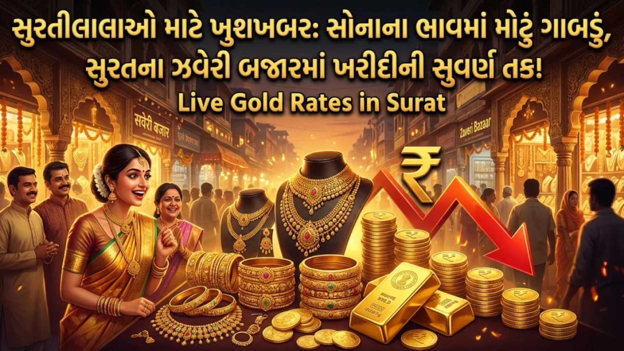 સુરતીલાલાઓ માટે ખુશખબર: સોનાના ભાવમાં મોટું ગાબડું, સુરતના ઝવેરી બજારમાં ખરીદીની સુવર્ણ તક!