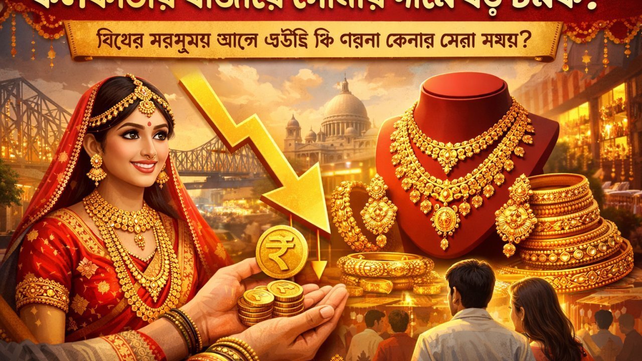 কলকাতার বাজারে সোনার দামে বড় চমক! বিয়ের মরসুমের আগে এটাই কি গয়না কেনার সেরা সময়?